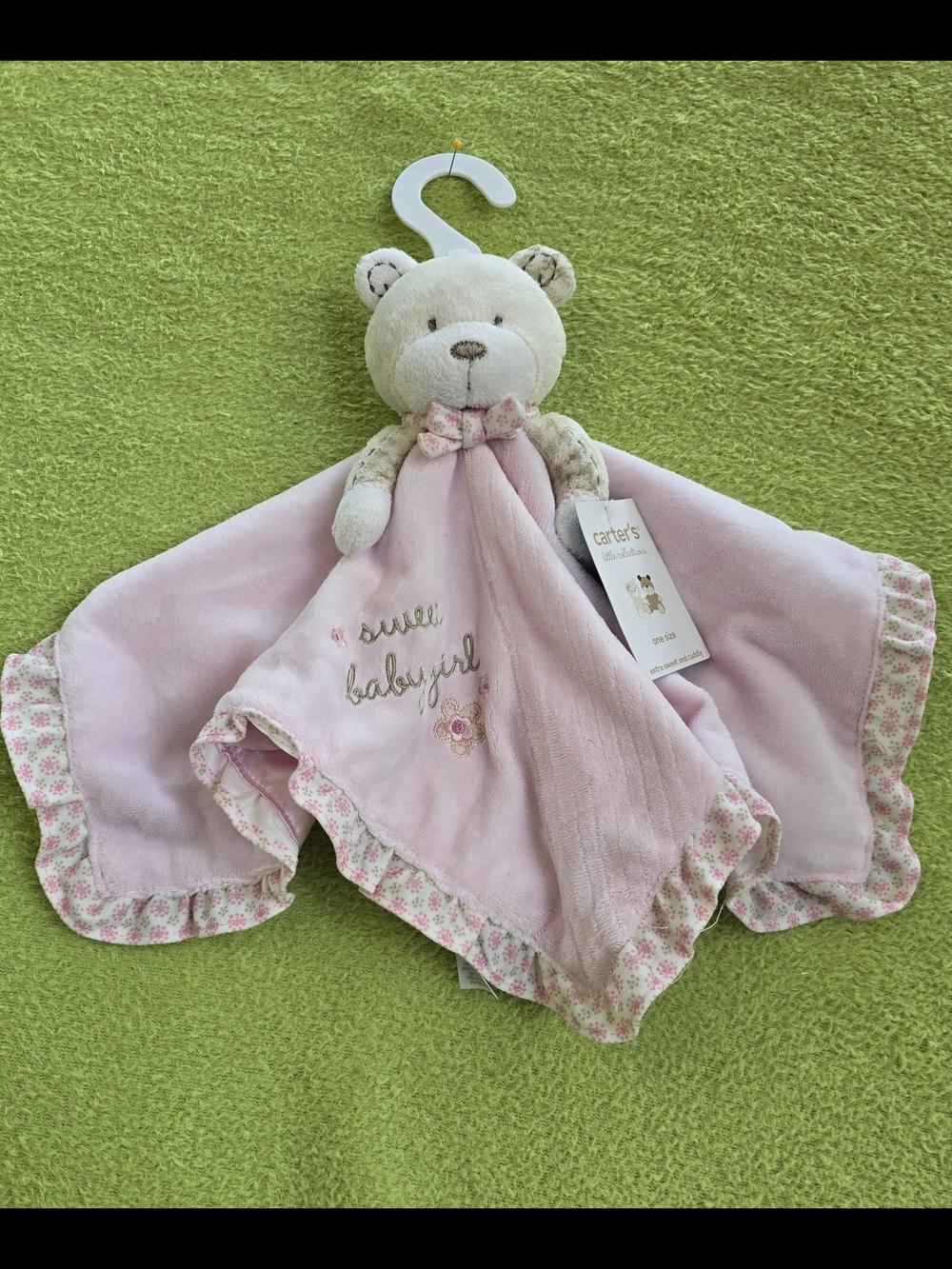 NWT MINT - Pink Bear Lovey Security Blanket - Sweet Baby Girl - PINK & TAN (Q3)